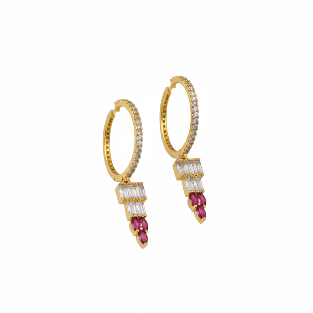 Triangle Drops with Hanging Stones Loops