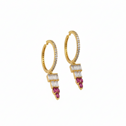 Triangle Drops with Hanging Stones Loops
