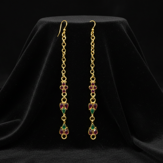 Gold Plated With Red Stone Ear Chain