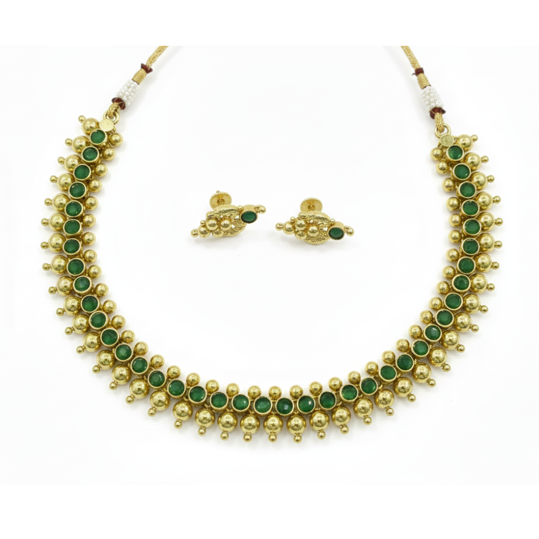 Kemp  Artificial Stone Traditional Gold Plated Necklace