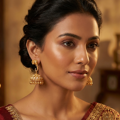 Elephant Stud with Kundan Stones Jhumka