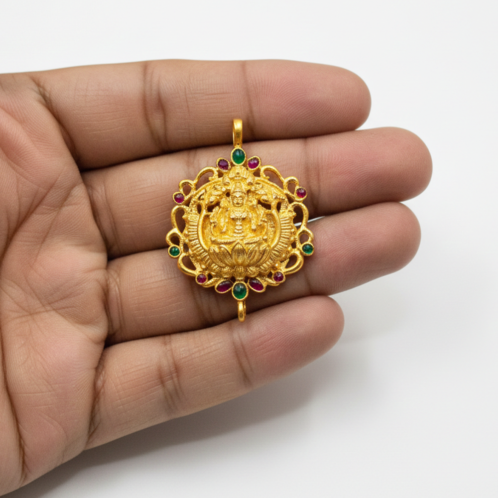 Lakshmi design Pendant with Multi Color Stones