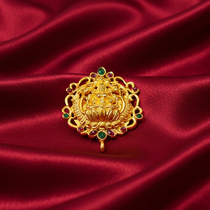 Lakshmi design Pendant with Multi Color Stones