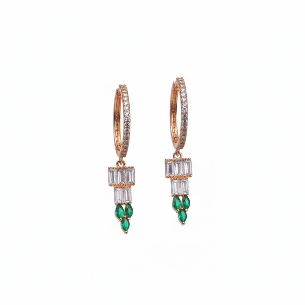 Triangle Drops with Hanging Stones Loops