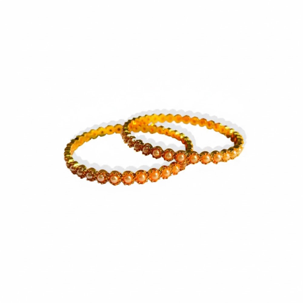 Gold Plated White Pearls Bangles
