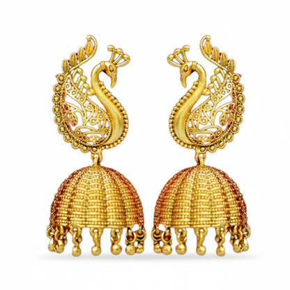 Peacock Stud with Hanging Beads Classic Jhumka