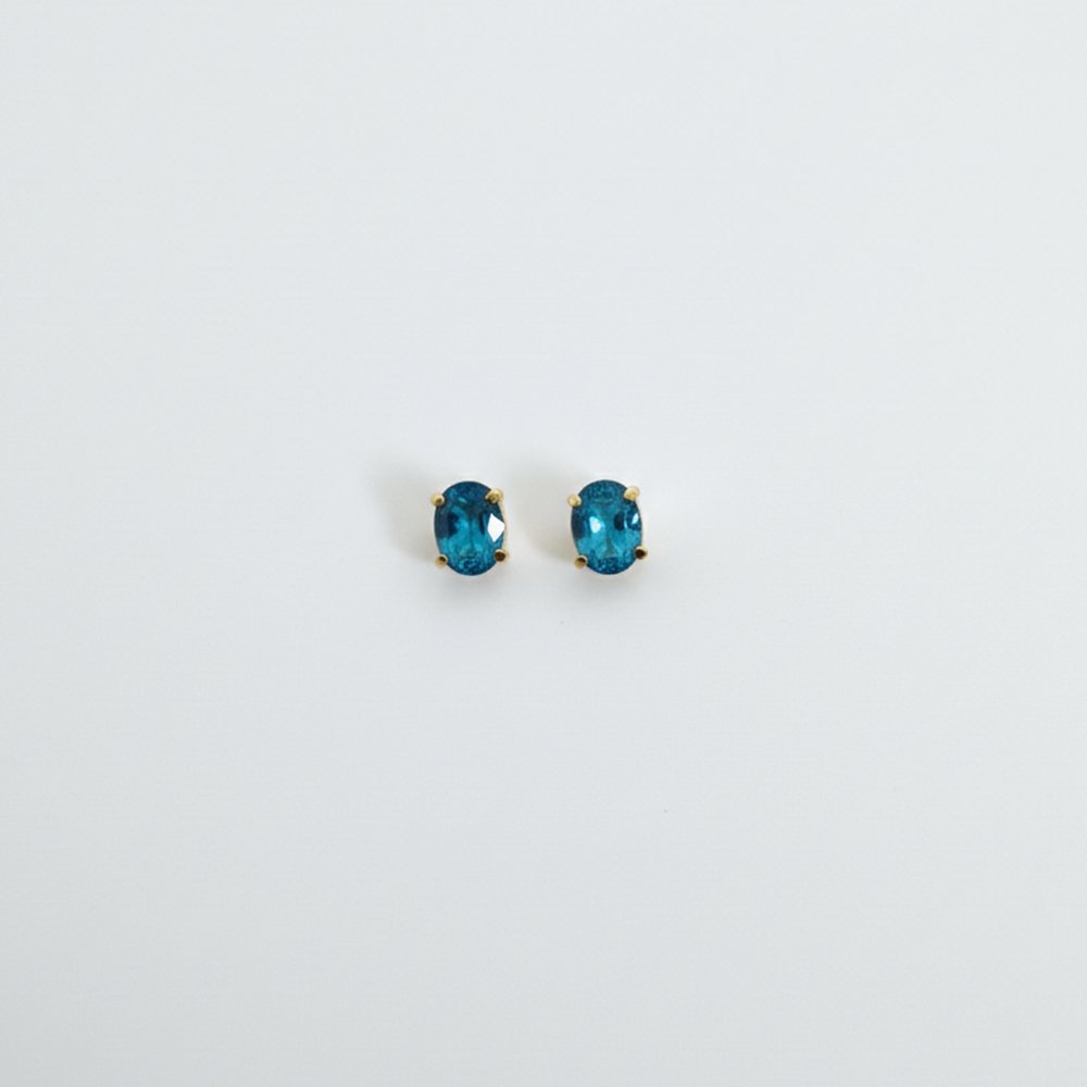 Single Stone Oval Turquoise Blue Studs