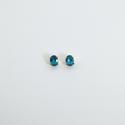 Single Stone Oval Turquoise Blue Studs
