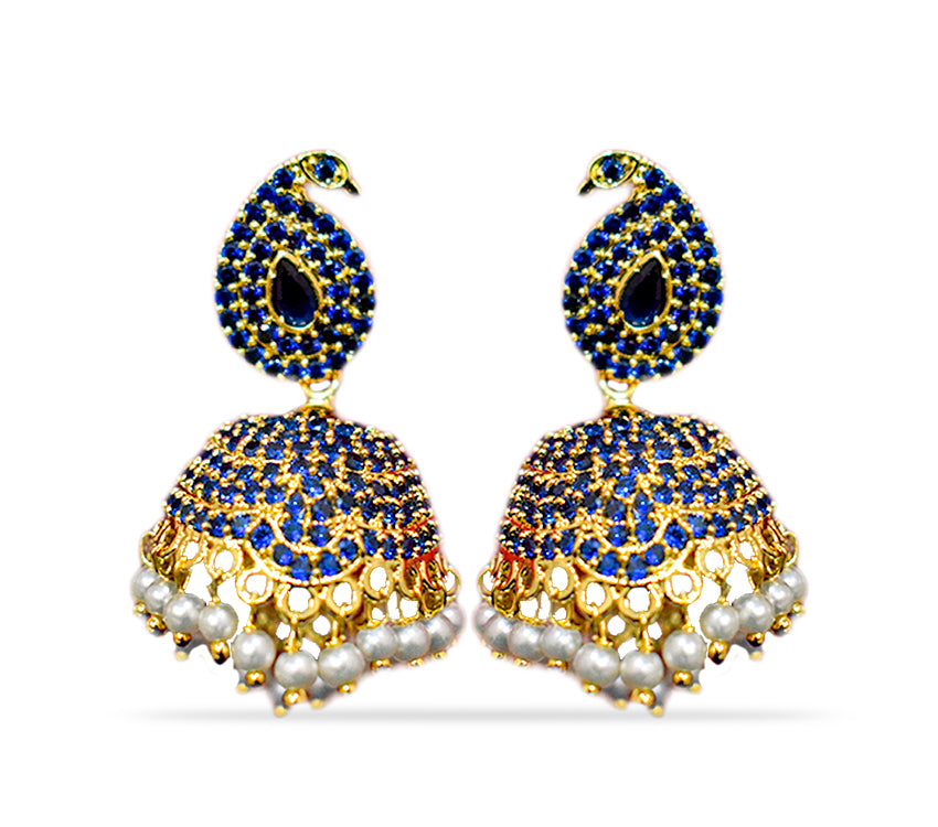 Jhumkas with white pearls
