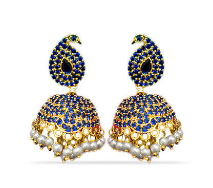 Jhumkas with white pearls