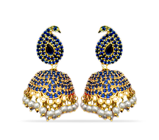 Jhumkas with white pearls