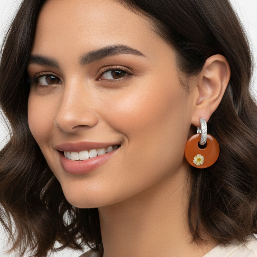 White Stone Loops with Hanging Color Drops