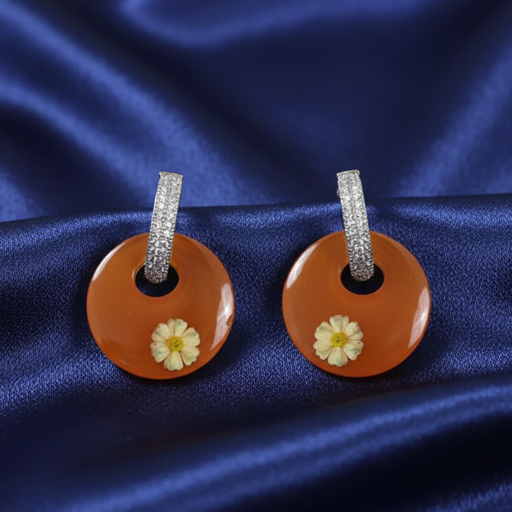 White Stone Loops with Hanging Color Drops