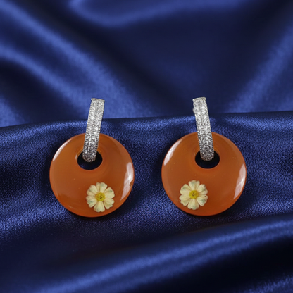 White Stone Loops with Hanging Color Drops