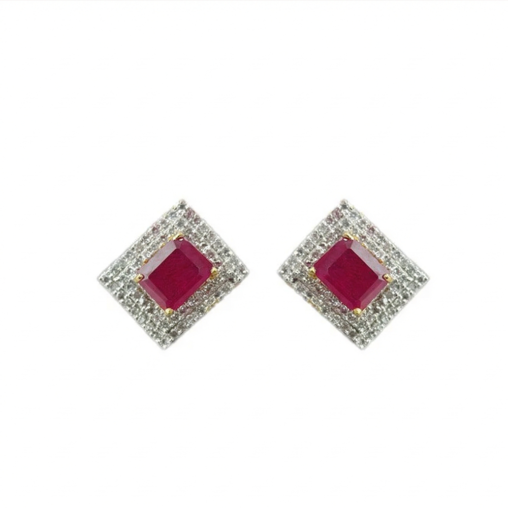 White and Pink Stone Rentangle Studs