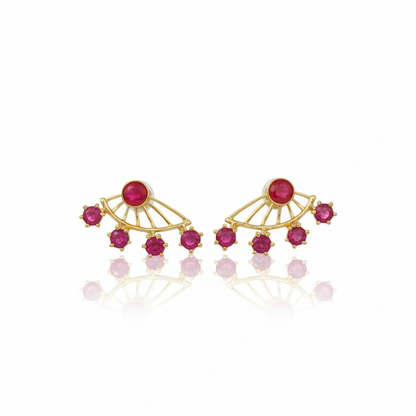 Back & Front Pink Stones Ear Cuff Studs