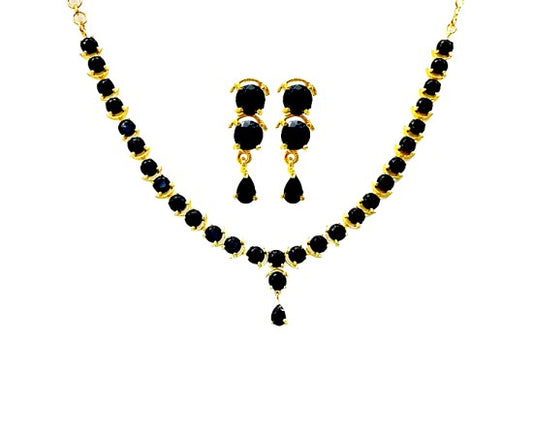 Gold Plated Big Round Necklace With Stones