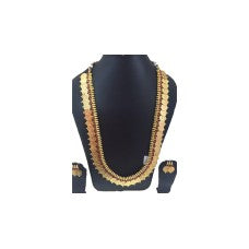 Gold Plated Kaasu Maalai With Red Stone