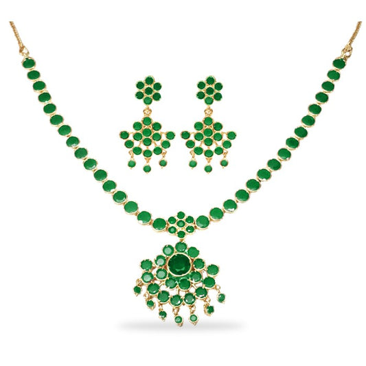 Gold Plated Necklace With Round Stones