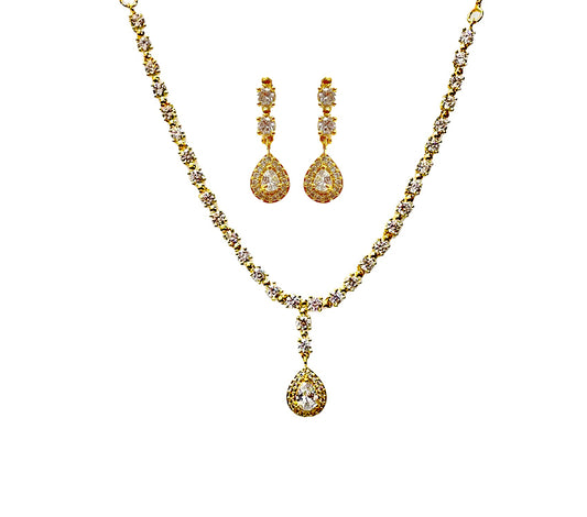 Gold Plated Necklace With Small White Stones