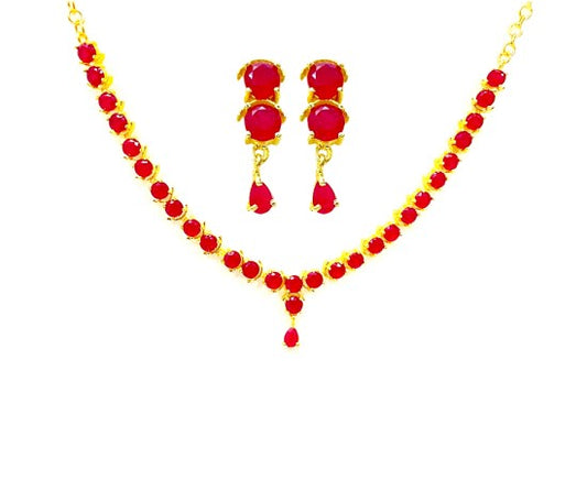 Gold Plated Big Round Necklace With Stones