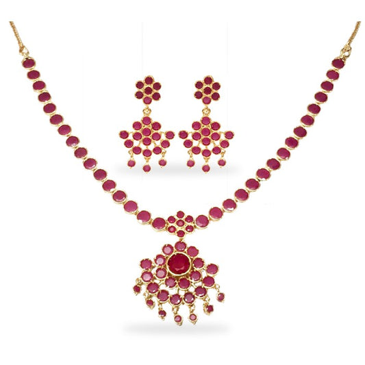 Gold Plated Necklace With Round Stones