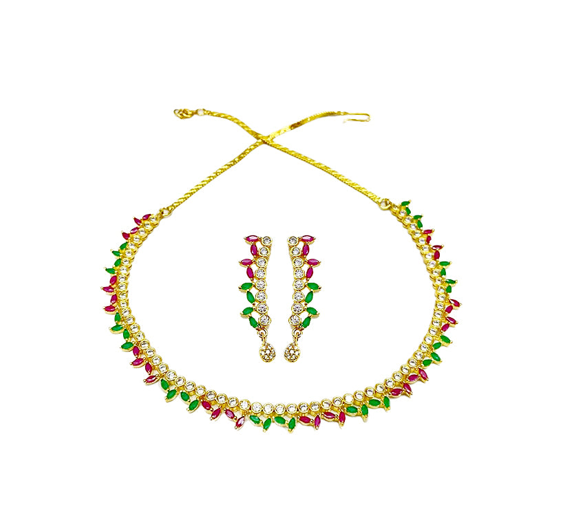 Gold Plated Necklace With Small Stones