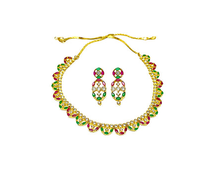 Gold Plated Necklace With Small Stones