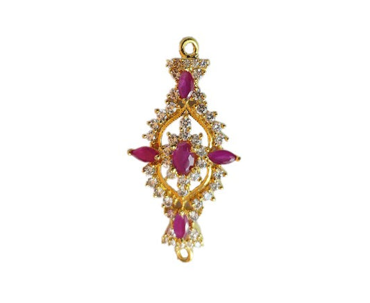 Gold plated dollar with pink and white stones