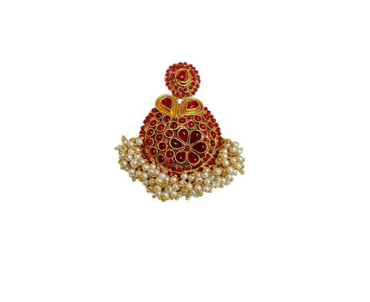 Gold plated dollar with red stone white pearls