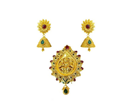 Lakshmi Pendant set with Sunflower Jhumka