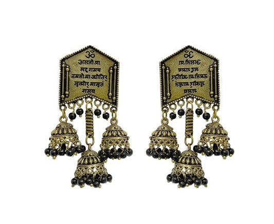 Oxidised big jhumkas with beads