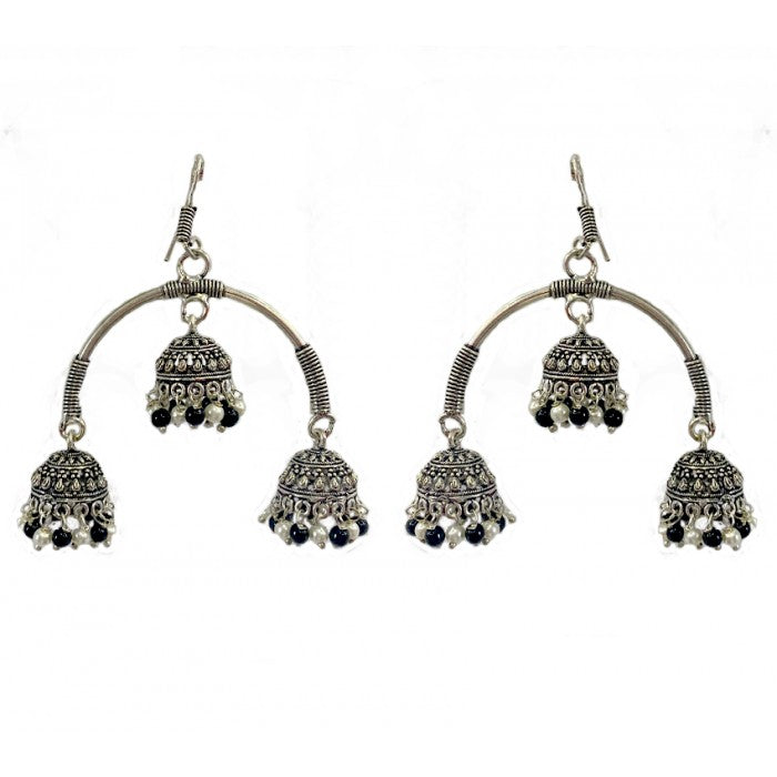 Oxidised big jhumkas with loop