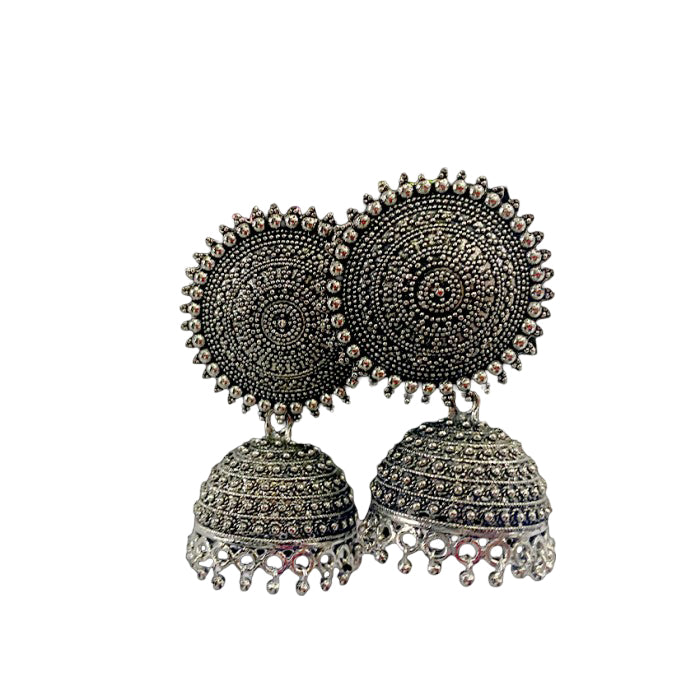 Oxidised classic metal jhumkas