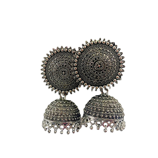 Oxidised classic metal jhumkas