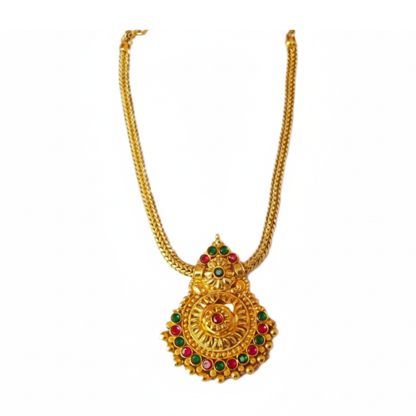 Gold Plated with Pink and Green Stones