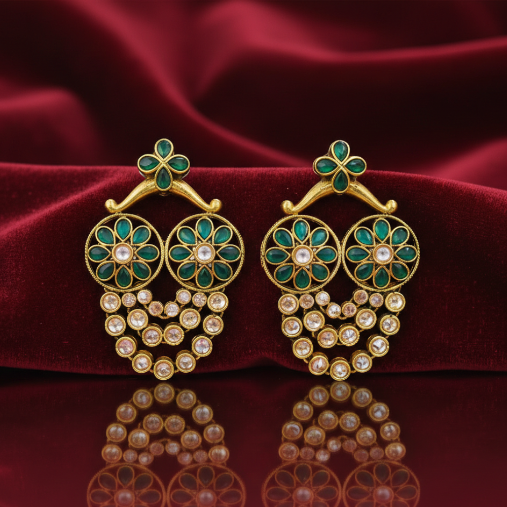 Drop with Green and Kundan Stones