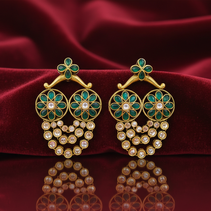 Drop with Green and Kundan Stones
