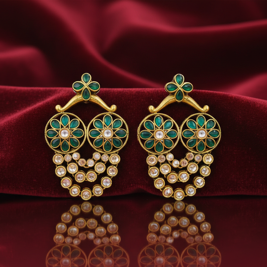 Drop with Green and Kundan Stones