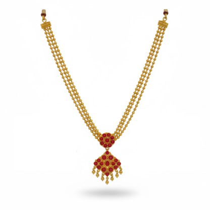 Three Line Red Stones Necklace (without earrings)
