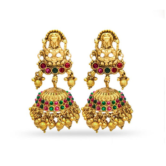 Jhumkas with Emerald and ruby Stone