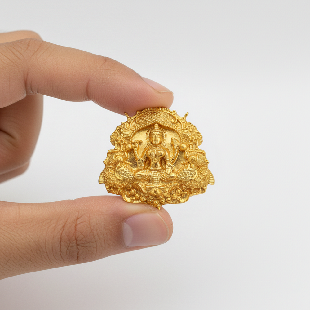 Fully Gold Lakshmi Pendant