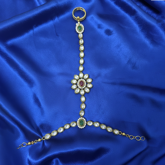 Kundan Stones Bracelet with Ring Model