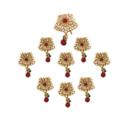 Set of Nine Hair Jewellery Kundan Stones