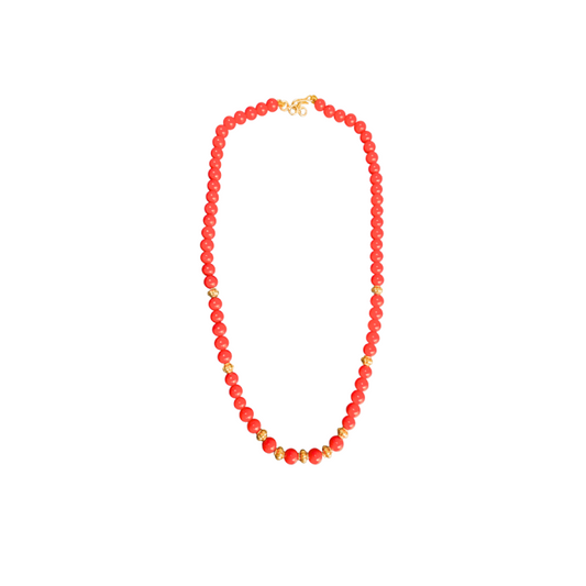 Gold Plated With Red Ball Necklace