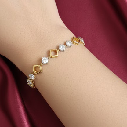 White Stone Hexagon Bracelet with adjustable link