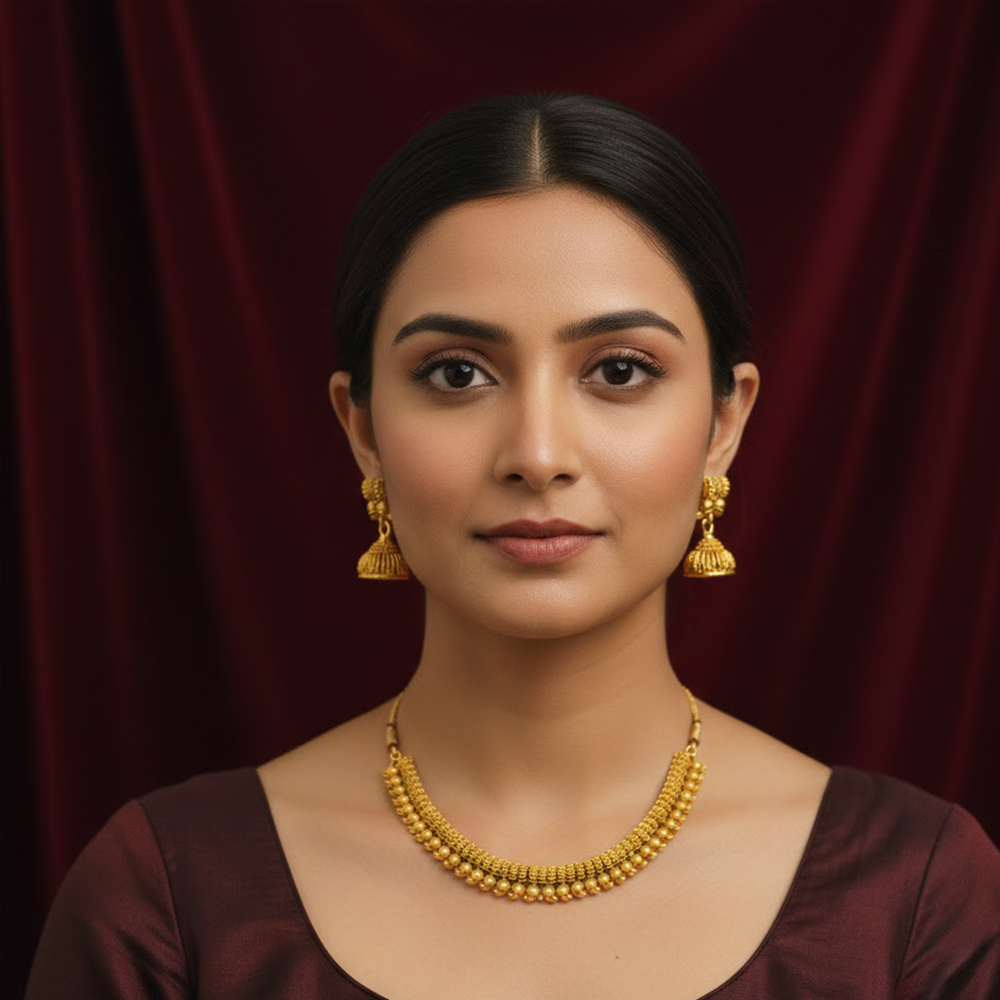 Chocker Necklace  & Jhumka With Maanga Design