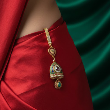 Kundan Stone Peacock Pattern Saree Hanger