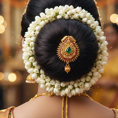 Hair jewellery Manga Design with Red Green Stone