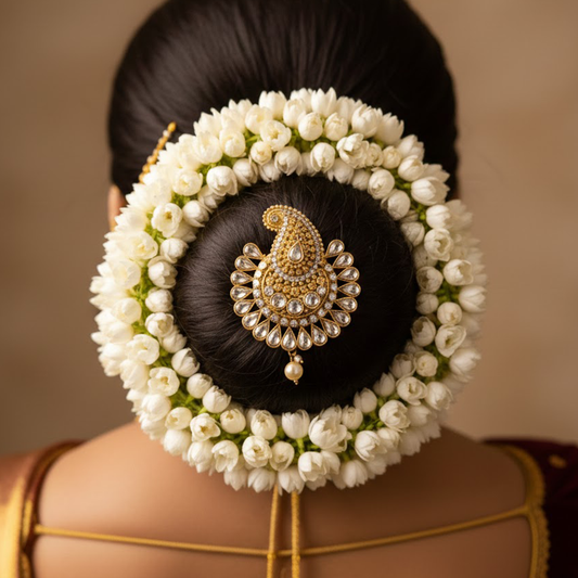 Hair Jewellery Manga design with White Kundan Stones
